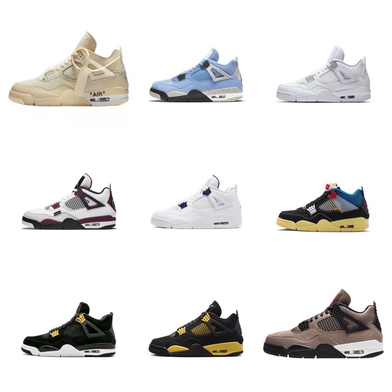 Putian Shoes Aj4 White Cat White Red Buckle Midnight Blue White Cement White Sail Electric Mother Unisex Sports Shoes Air Cushion Basketball Shoes