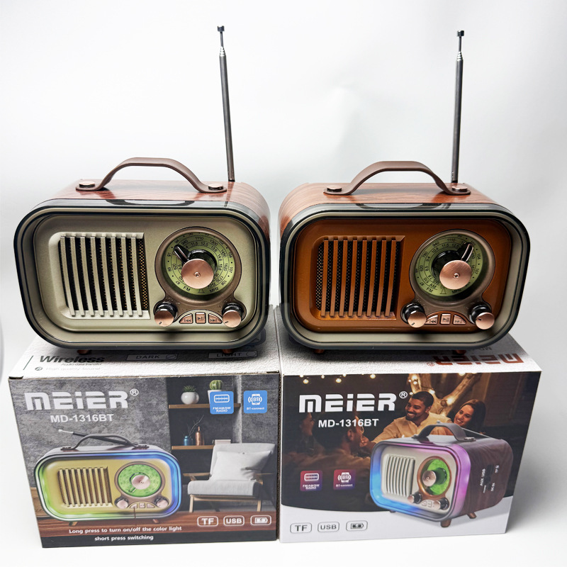 Nueva luz de colores retro altavoz Bluetooth portátil al aire libre creativo portátil MD-1316BT de radio multibanda portátil