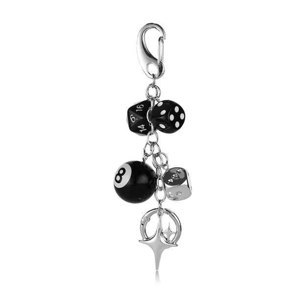 Cross-Border Retro Trendy Bag Pendant Billiard 8-Pointed Star Dice Keychain DIY Accessories Cross-Border Gifts