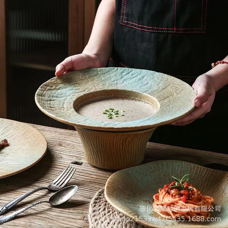 New Vintage Ceramic Tableware Hotel Features Dishes and Plates Set Combination Household High Color Value Kitchen Dinner Plate Bowl