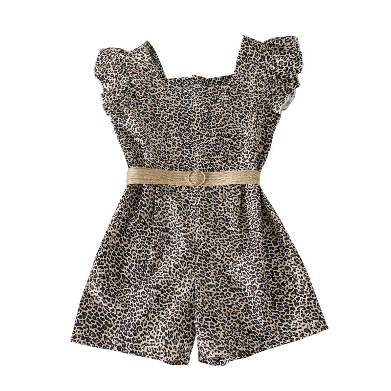 Ropa de niña de comercio exterior transfronterizo 2025 verano nuevo estilo Amazon estación independiente moda estampado de leopardo mono de manga corta image 5