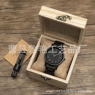 Casual Wooden Square Watch Storage Box Clamshell Wooden Jewelry Earring Storage Box with Lock Watch Box