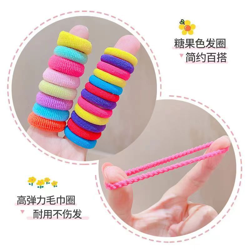 Los niños no lastiman el pelo de alta banda de goma elástica lindo color caramelo bebé niña banda de pelo cuerda de pelo Cola de Caballo anillo de toalla