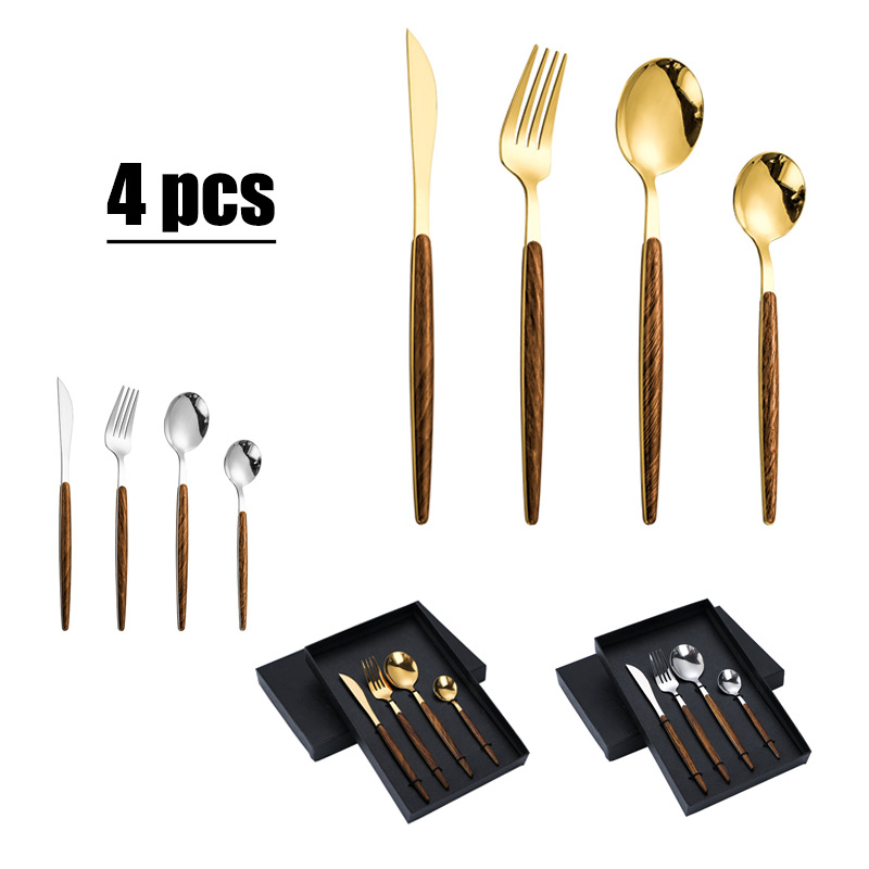 Juego de Cuchillos, Tenedores y Cucharas de 4 y 5 Piezas, Acero Inoxidable 430, Pulido Espejo, para Regalos de Negocios