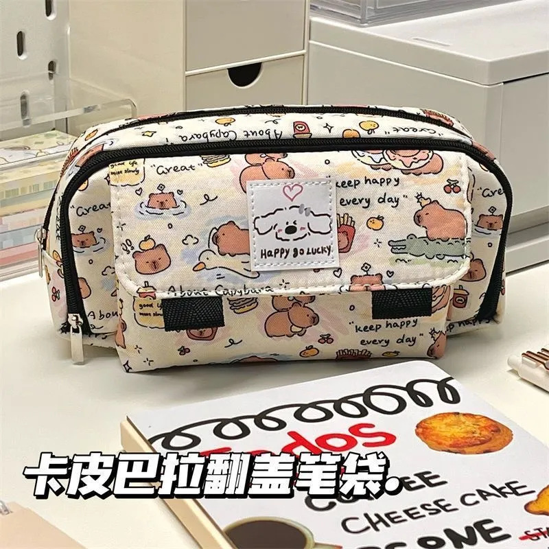 Pequeño Libro Rojo popular kappabala lápiz caso estudiante lindo de alta apariencia de gran capacidad multi-capa durable Flip papelería bolsa