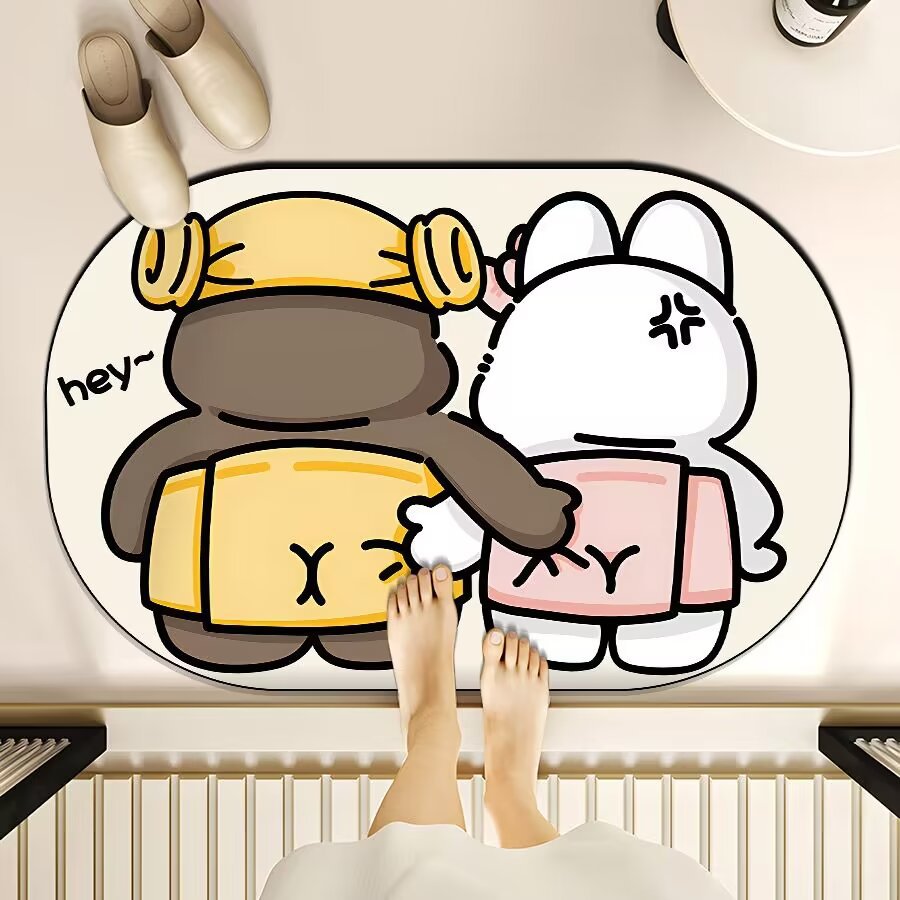 RY 규조토 진흙 바닥 매트 5 작은 곰과 작은 흰 토끼