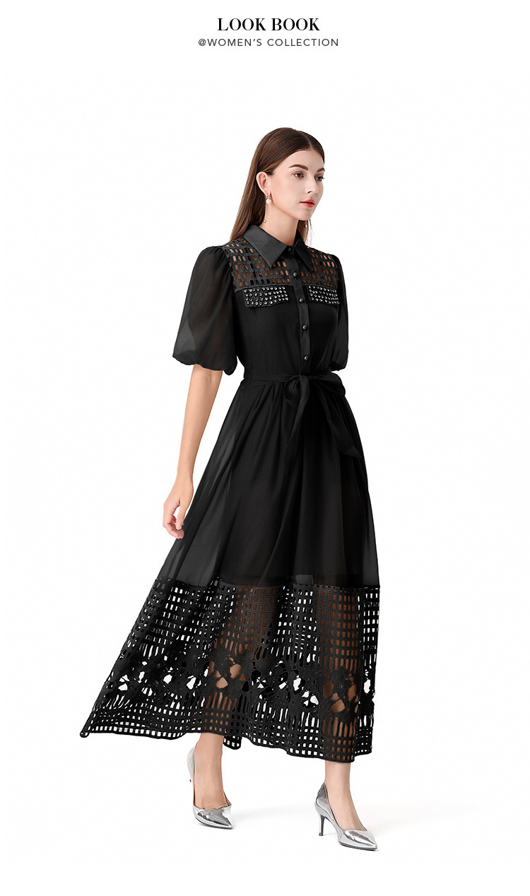 Women's Clothing Elegant Style Tie Waist Short Sleeve Women's Clothing Dress For Formal & Casual For Women_ecoleips.com
