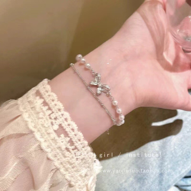 Light Luxury High-End Sweet New Chinese Style Double-Layer Butterfly Niche Design Exquisite High-Value Bracelet Women's Bracelet Ins