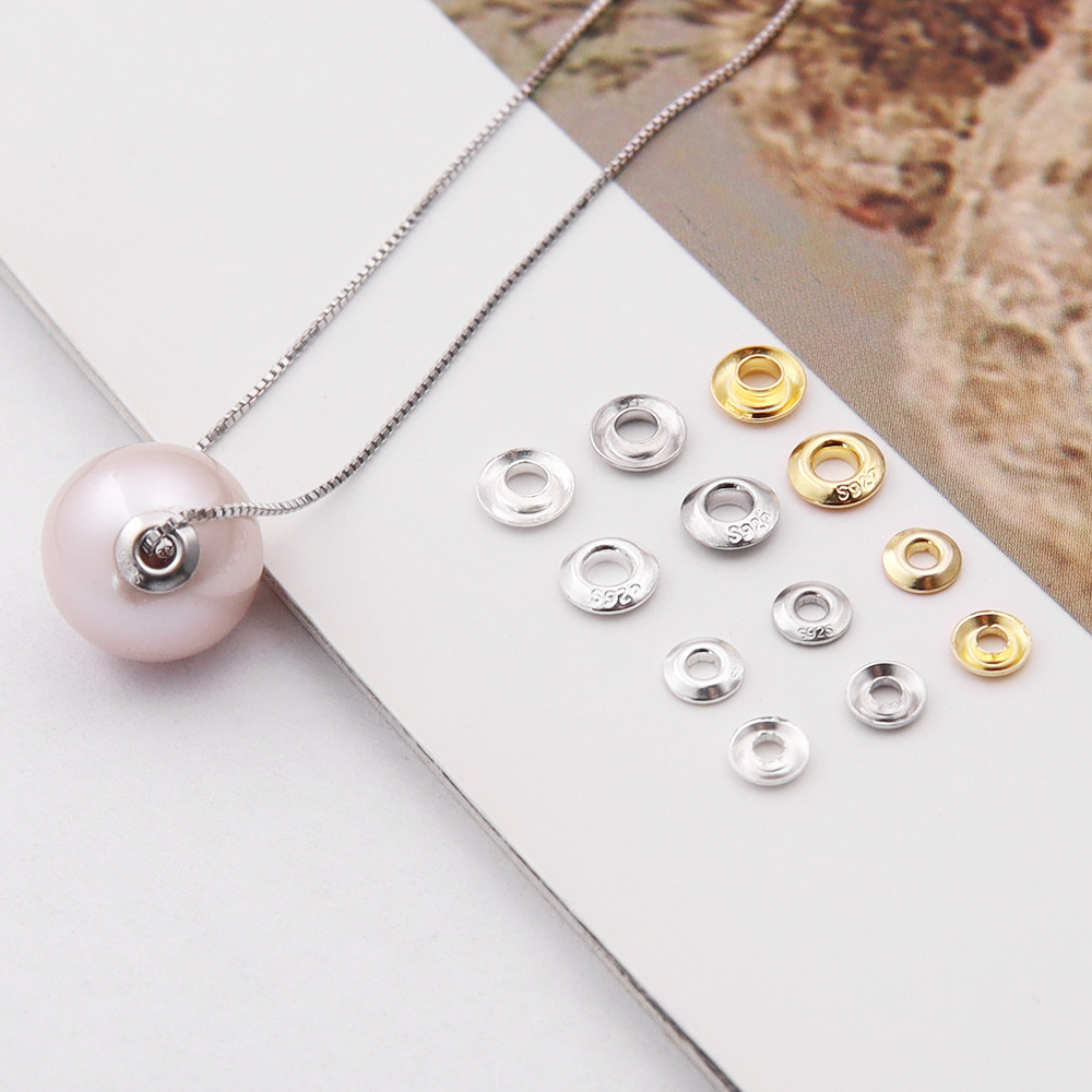 S925银路路通贴片通孔珍珠隔片 珠孔隔垫片穿孔项链DIY配件小大号