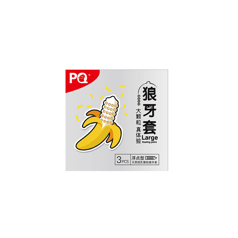 Heishi Heino enamorado de un pequeño plátano lobo de dientes preservativos condones granulares parejas productos de planificación familiar para adultos