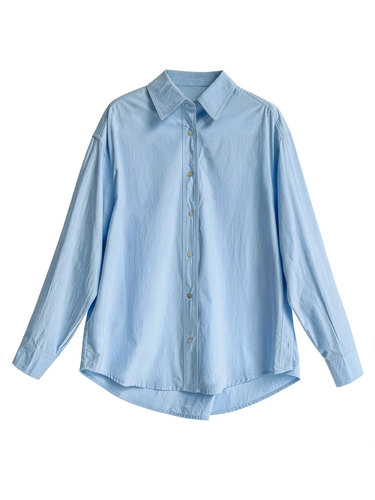 Luxi minimalist high-end design loose long-sleeved shirt for women 2026 spring back button waist top 8530