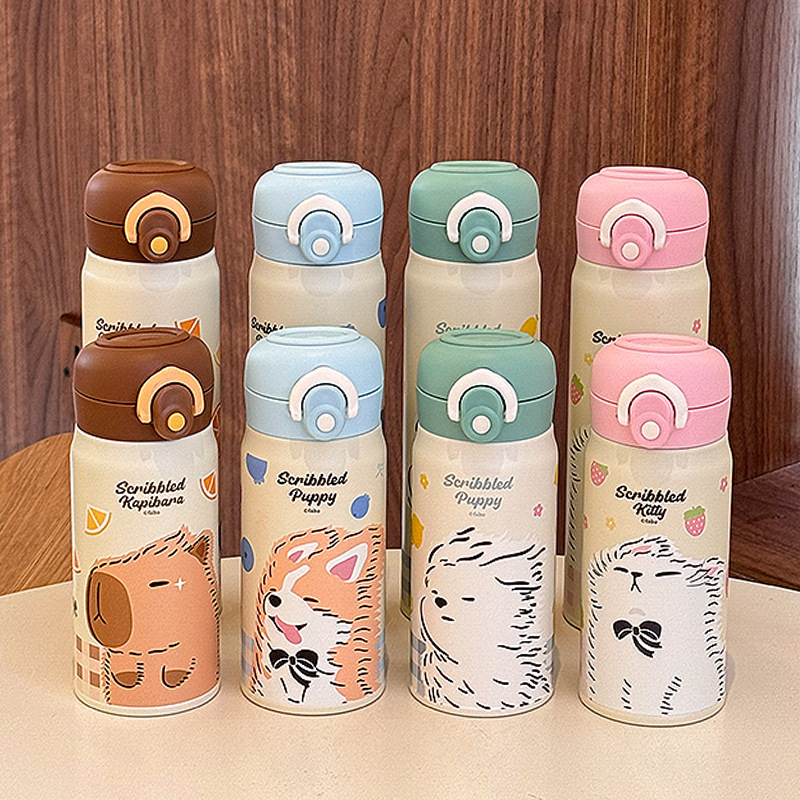 Taza de agua Taza de vacío de pajita para niños Taza de doble bebida pequeña y portátil de alto valor Taza recta para estudiantes Taza especial para la escuela