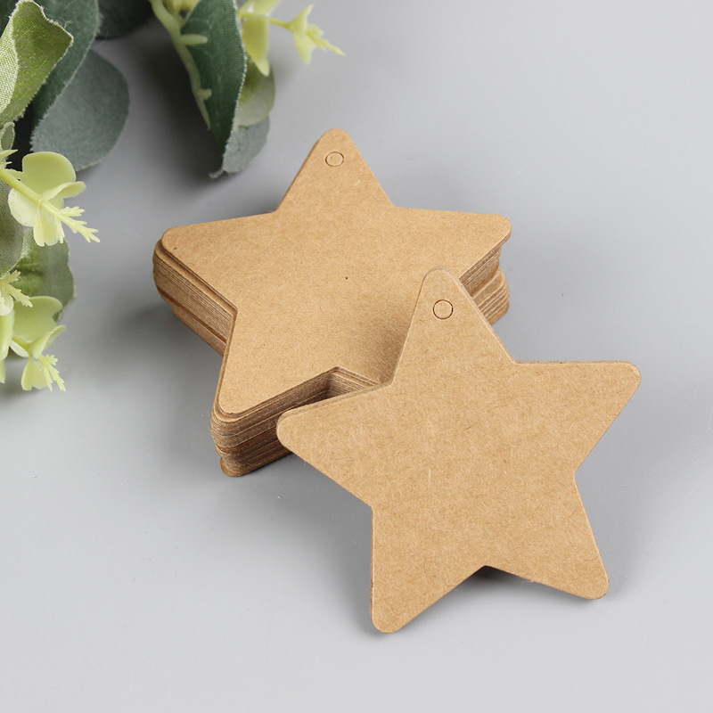 空白牛皮纸卡五角星吊牌 DIY手写标签烘焙礼物吊卡 异形白色纸卡