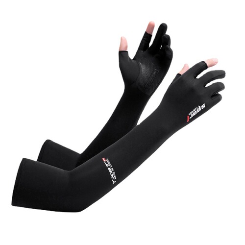 Sunscreen sleeves, ice silk, for men and women, spring and summer gloves, UV arm guards, ice sleeves for driving, thin, leaking two-finger sleeves