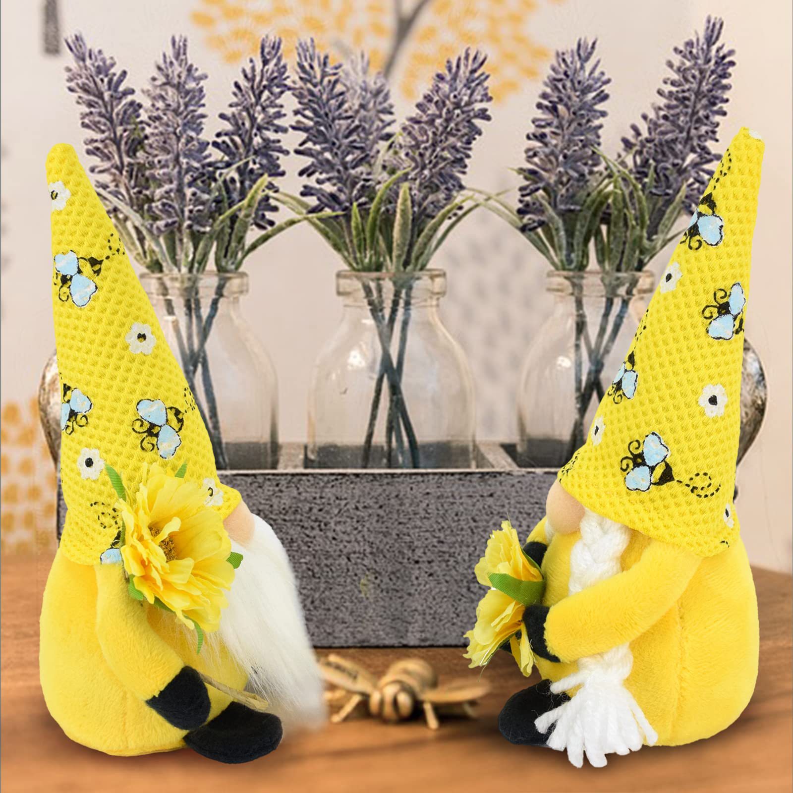 Amazon Bee Festival muñeca sin rostro enano lindo viejo girasol muñeca ventana decoración Decoración
