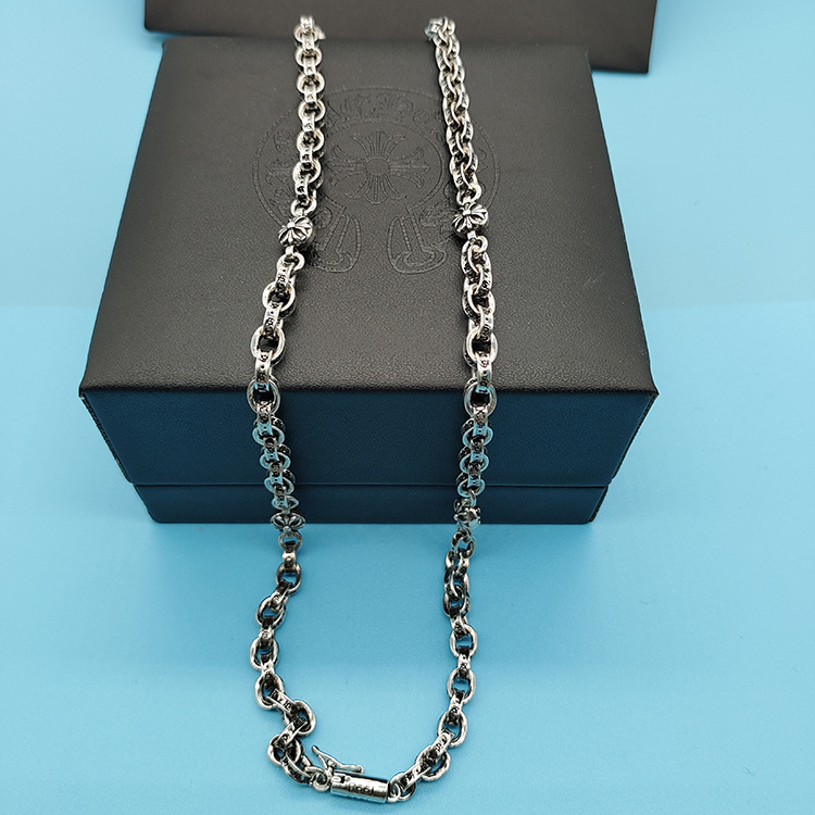 Collar de Chkeluo S925 carta de anclaje estándar de la flor de los hombres y mujeres retro de hombres y mujeres collar de pareja de hombres y mujeres