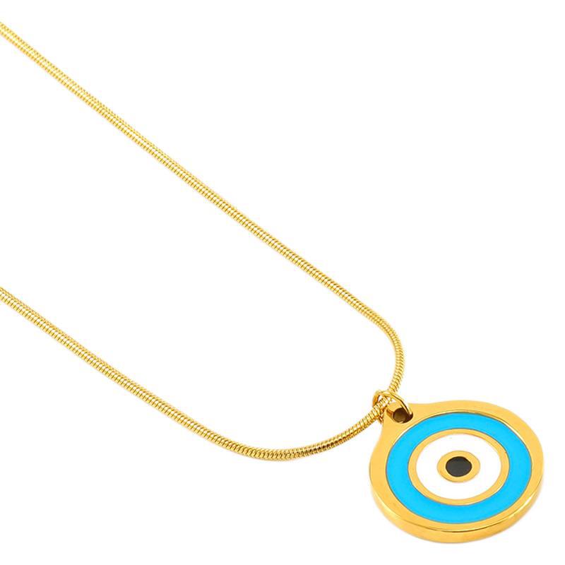 Collar de ojo de diablo de acero de titanio transfronterizo femenino INS moda europea y americana diseño de nicho ojo colgante joyería cadena de clavícula