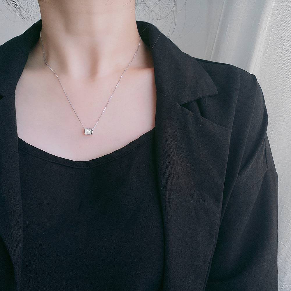 Linglang S925 Sterling Silver Necklace Chain for Women Minimalist Diamond Chain Dainty Silver Pendant Necklace