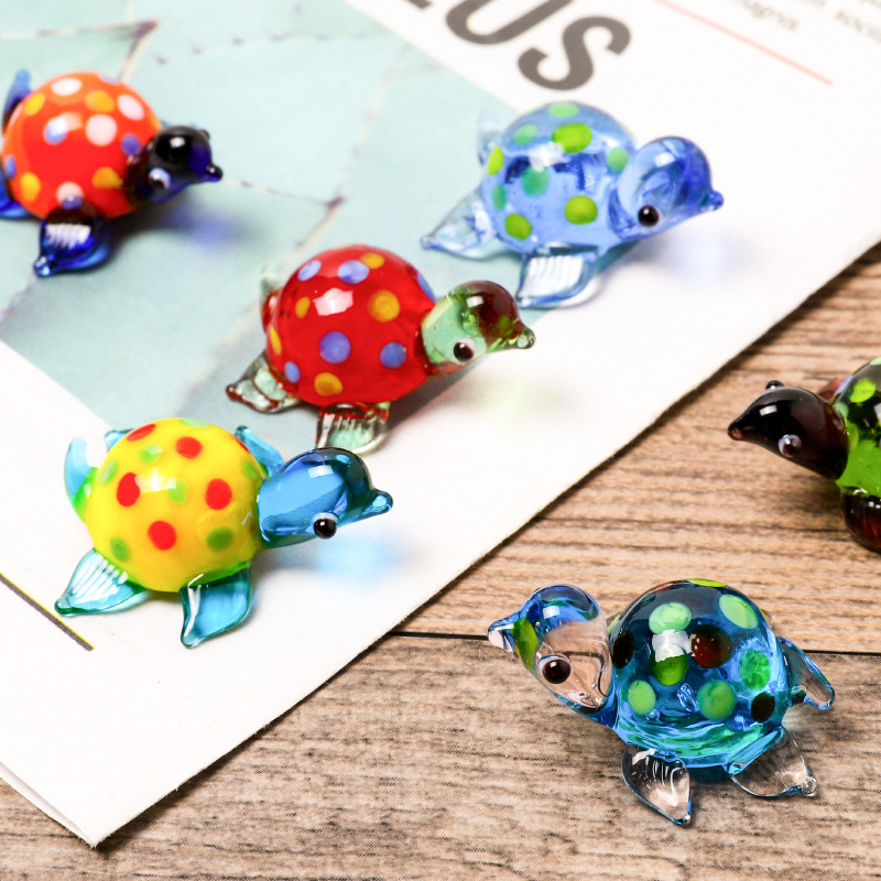 Glass craft ornaments home decorations aquarium landscape fish tank decoration decorative items pastoral colorful turtles