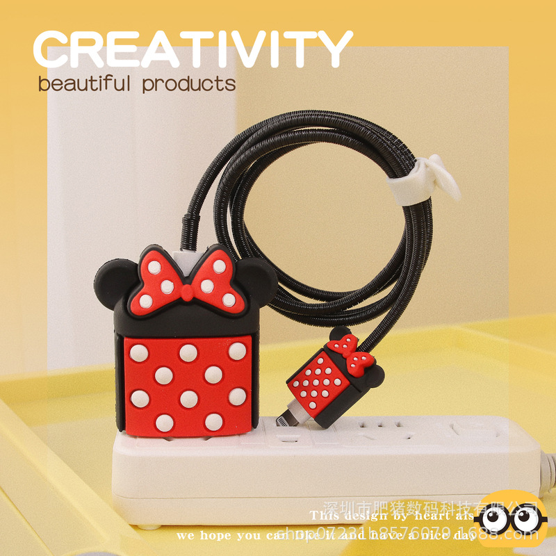 Nuevo cable de datos de dibujos animados cubierta protectora adecuado para Apple carga rápida cabeza 18/20W carga cabeza cubierta protectora Winder