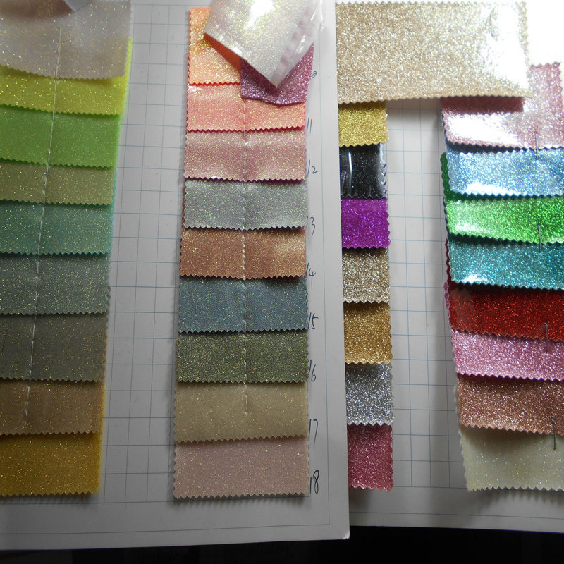 格利特贴膜淋膜PU/PVc/TPU环保格力特合成革闪光七彩细粉鞋包面料