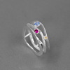 After the sale, it is suitable for physical stores to purchase diverse sterling silver elegant personality three -dimensional line structure inlaid rings C