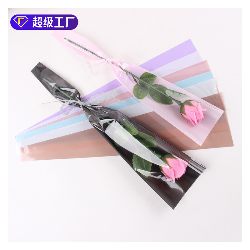 Día de la Madre Bolsa individual Bolsa de rosas individual Bolsa de embalaje de rosas engrosada mate Material de embalaje de flores al por mayor