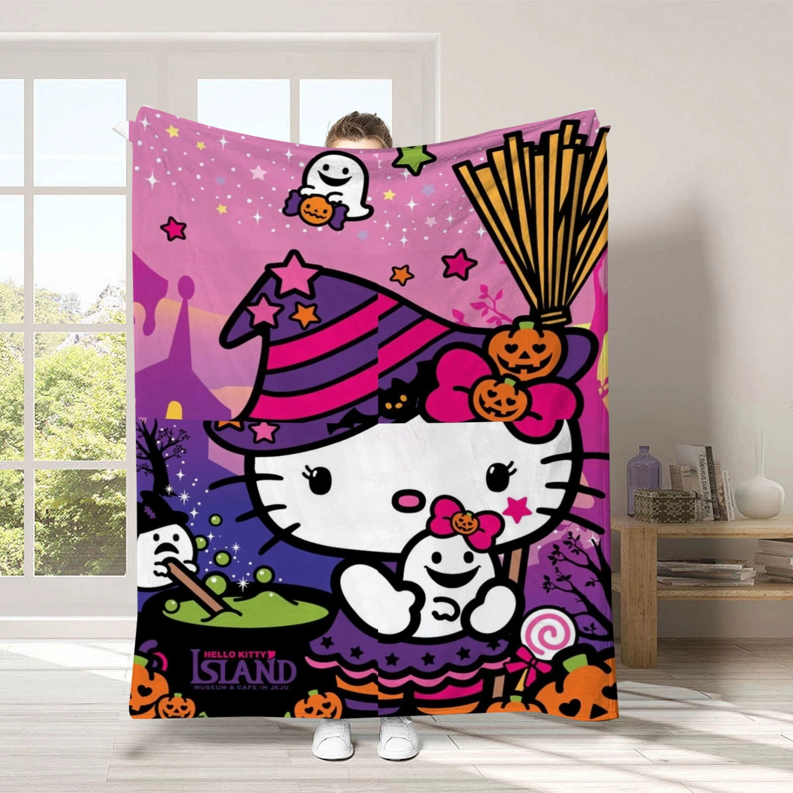 Hello kitty, детское одеяло для сна, диван для сна, хэллоуин, увеличенная толщина, (跨境贸易)
