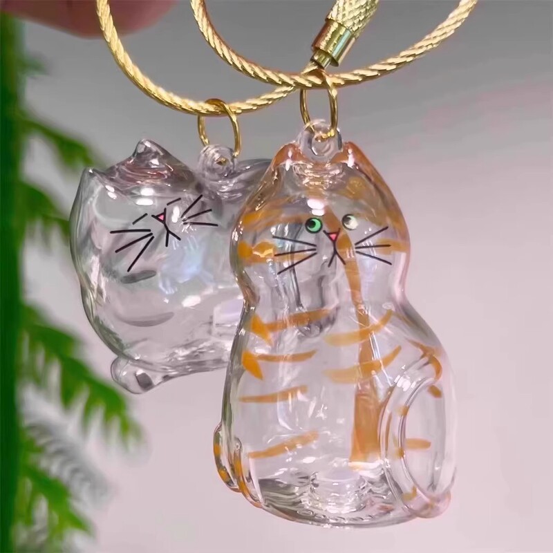 透明猫毛収納ボックスチャームガシャポン猫毛収納カプセルガシャポンバッグキーホルダーペンダント記念|undefined