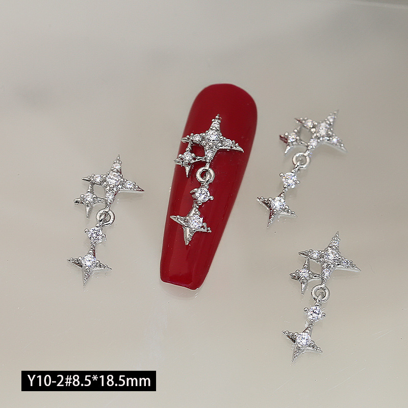 En línea popular LZ estrella mango circón joyería de uñas al por mayor amor cadena arco Rosa diamante decoración de uñas