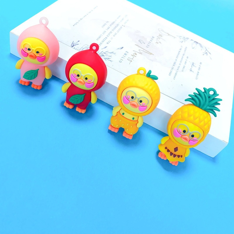 XQ302 Creative Cartoon Fruit Duck Soft Rubber Doll Cute Soft Rubber Doll Keychain Accessories DIY Cartoon Accessories
