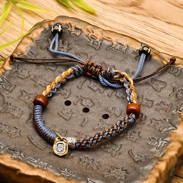 Qiyue Full Hand-Woven Xizang Hand Rope Wen Play Bracelet Hand Rub Cotton Rope Woven Rope Ethnic Style Meaning Bracelet Adjustable