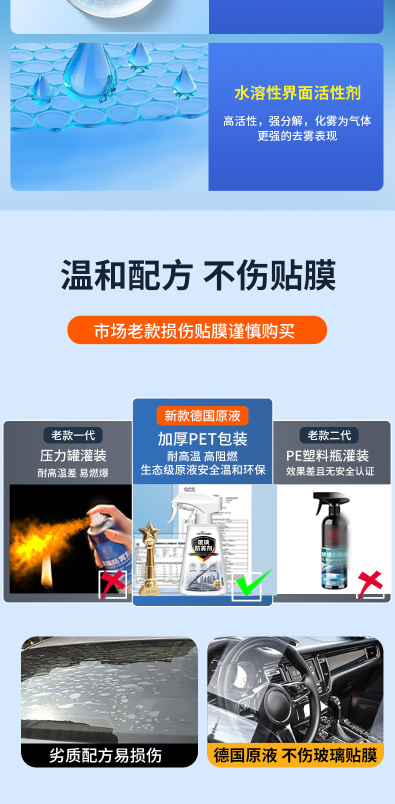 Anti-Fog Agent Car Windshield Long-Lasting Defogging Rain Film Water Repellent Spray Rearview Mirror Anti-Rain Artifact