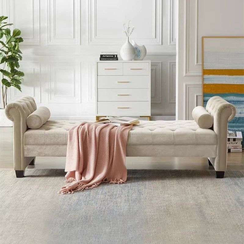 Master bedroom end-of-bed bench, bedroom headboard bench, light luxury bed front bench, bed ottoman, simple modern Nordic shoe-changing footstool