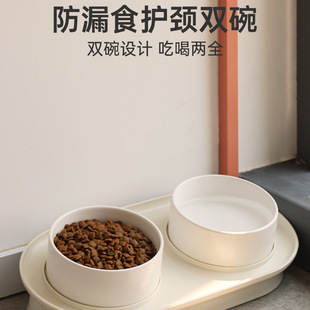 Anti-Knock Pet Supplies Cat Bowl Ceramic Double Bowl Dog Bowl Cat Food Bowl Cervical Spine Protection Cat Food Bowl Drinking Bowl Dog Bowl