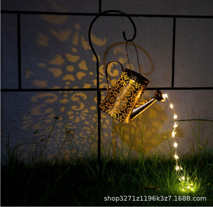 Solar lamp outdoor garden decoration large hanging lantern waterproof watering can landscape lamp exterior decoration