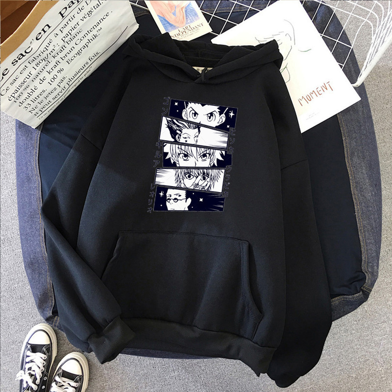 2024 foreign trade new chic anime full-time hunter hooded sweater fleece-lined long-sleeved top manufacturer 2024 foreign trade new chic anime full-time hunter hooded sweater fleece-lined long-sleeved top manufacturer