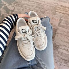 牛皮版~蘇茵茵同款阿miu家厚底真皮小白鞋做舊休閒鞋女髒髒鞋板鞋