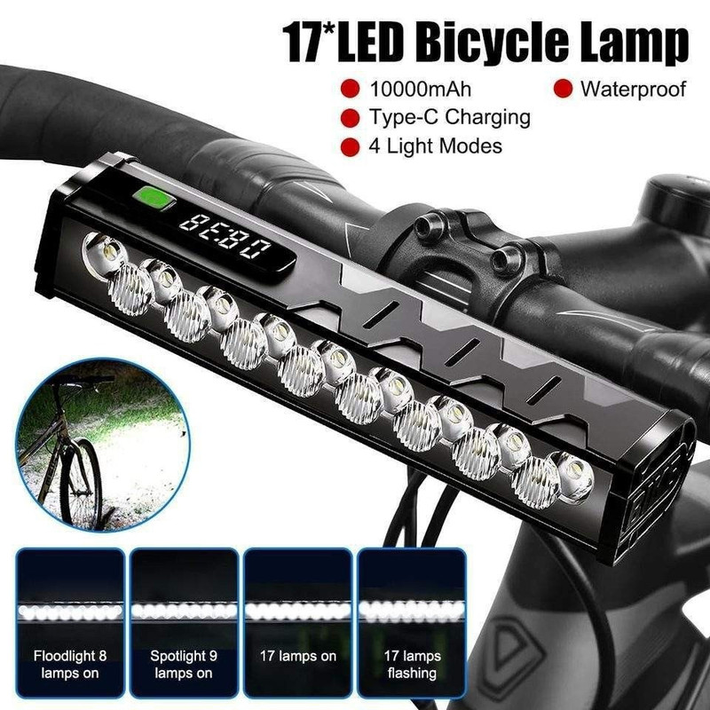 越境新品十七個LED強光照明自転車灯15000ルーメン大出力屋外騎行灯|undefined