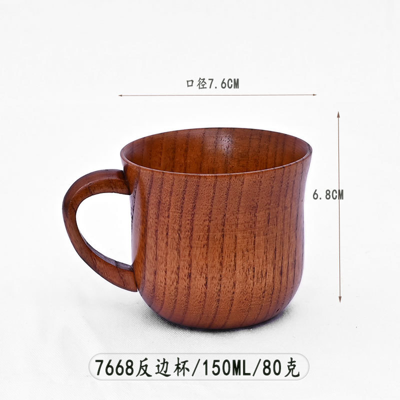 Suministro directo de fábrica Taza de café creativa de madera Taza retro de madera maciza Taza de mango antiescaldado Gran cantidad