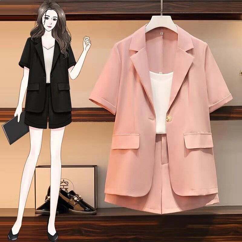 2026 Summer Women's Suit Set, Internet Celebrity Three-Piece Suit, Shorts Set, Complete Set, Slim-Fit Thin Blazer