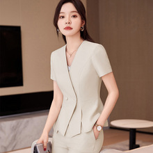 职业装女短袖套裤时尚设计感修身美容院珠宝酒店夏季团体工作服女