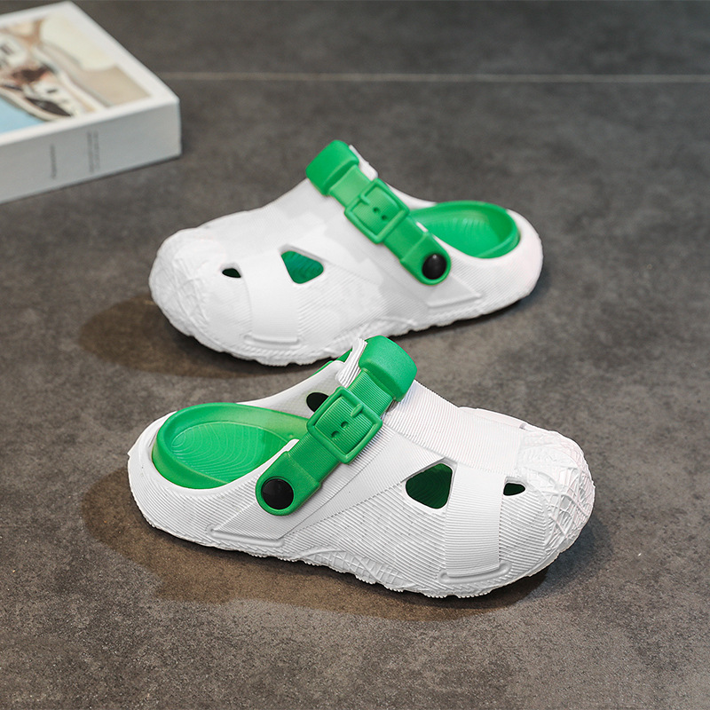 2025 zapatos con agujeros para padres e hijos, sandalias antideslizantes de suela gruesa para niños de mediana edad, zapatillas de Baotou para hombres y mujeres, zapatos de playa