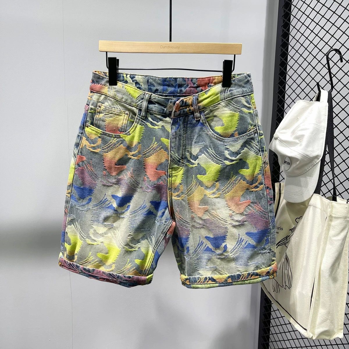 Men's Clothing Summer Denim Shorts Men's Shorts New High End Design Jacquard Light Colored Men's Mid Length Pants For Outer Wear Thin Style_voghion.com