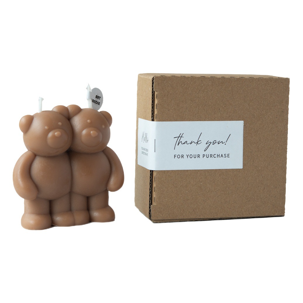 Venta caliente dos velas en forma de oso lindo ins decoración cumpleaños regalo de dibujos animados animal creativo interesante