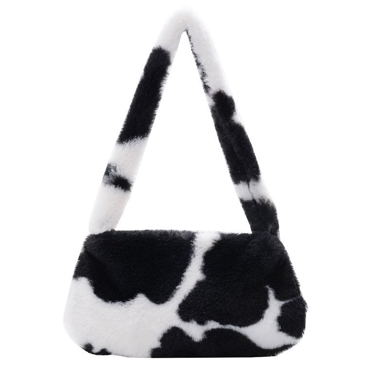 Bolsa de hombro axila 2023 nueva moda bolso de hombro portátil estilo occidental chica caliente estampado de leopardo ins bolso de las mujeres bolsa de felpa