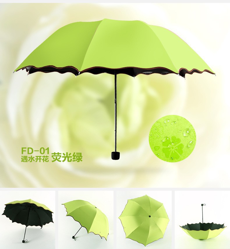 遇水开花雨伞黑胶太阳伞礼品伞厂家批发三折叠晴雨两用伞印刷LOGO-阿里巴巴