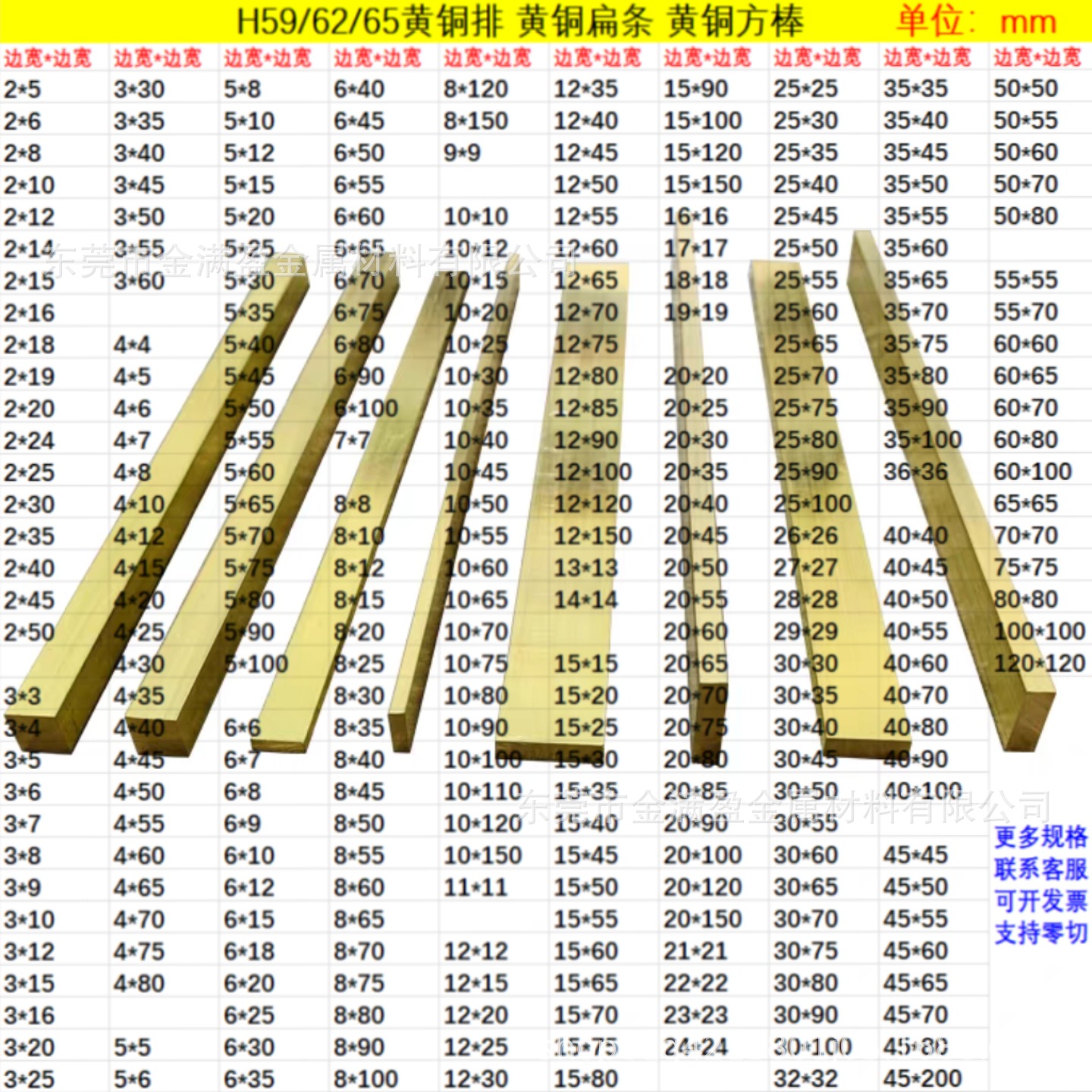 h59黄铜排 黄铜扁条 扁丝h62黄铜方棒零切2 3 4 5 6 8 10 15 20mm