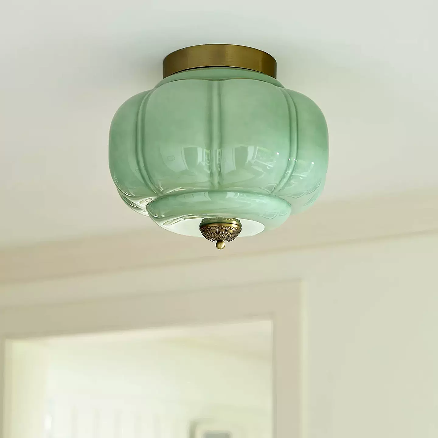 法式复古穆拉诺灯具中古卧室南瓜高级感Murano过道阳台全铜吸顶灯