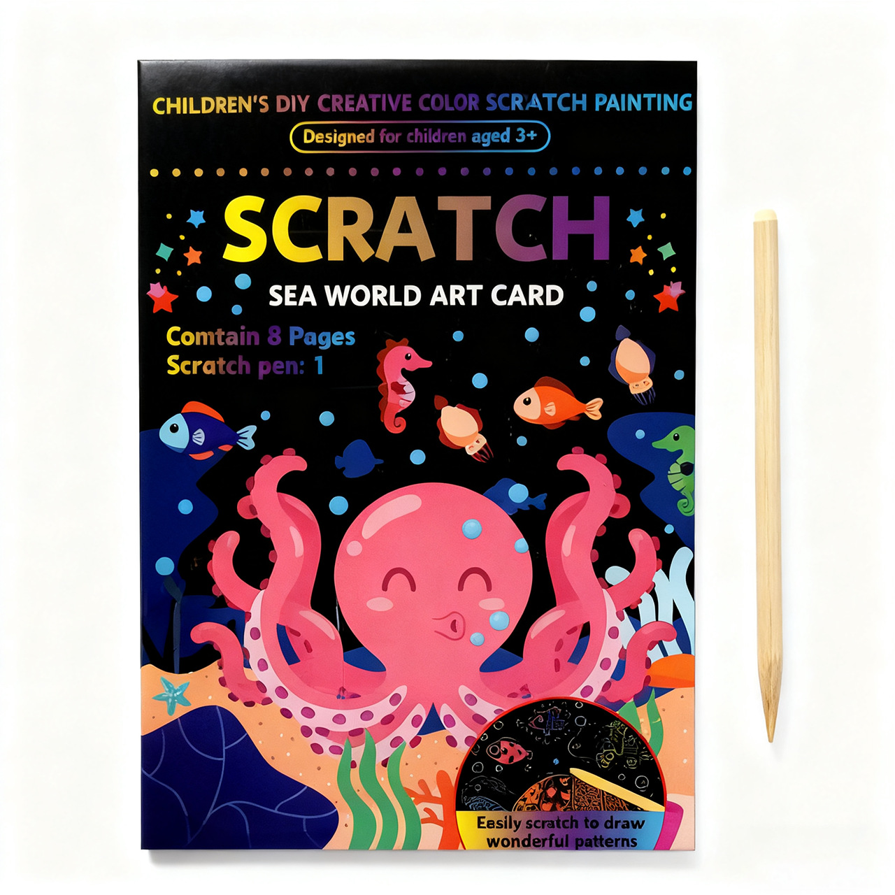 Colorido libro de dibujos de raspado hecho a mano papel de pintura DIY regalo de jardín de infantes de niños arte papel de raspado divertido raspado al por mayor